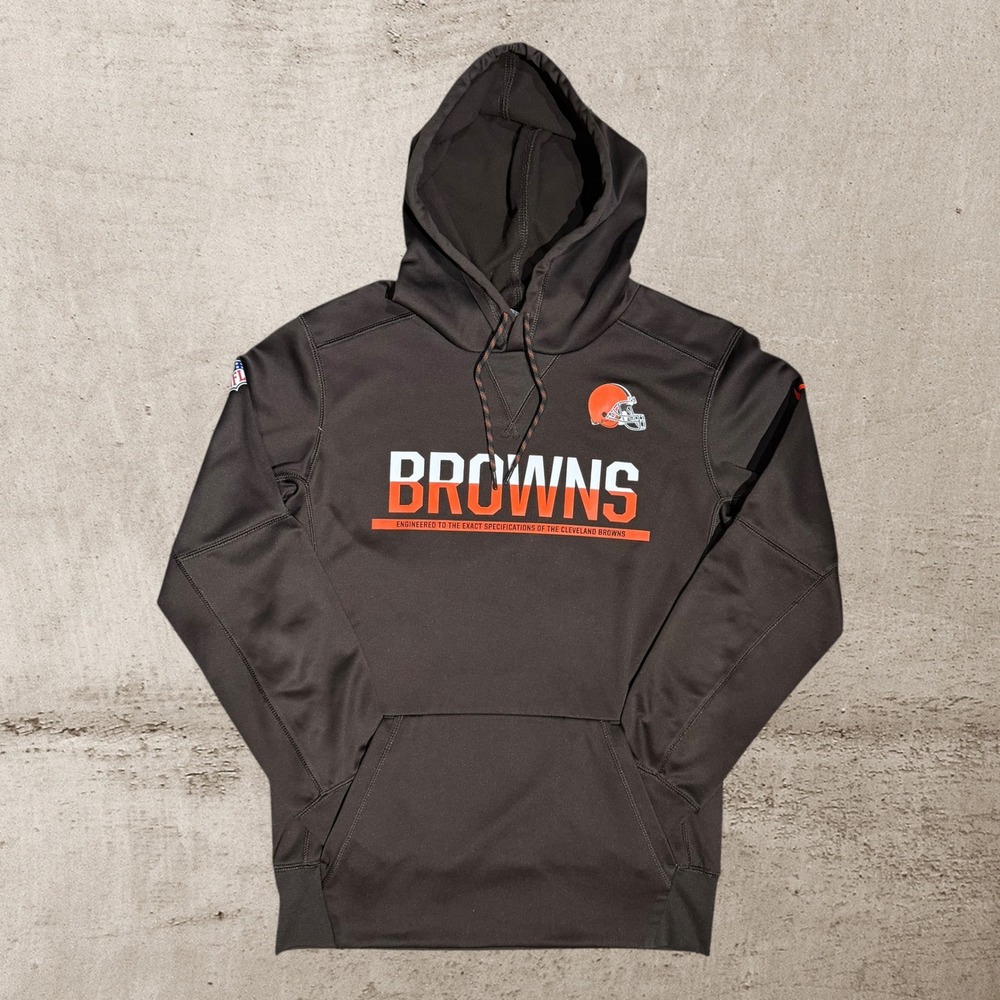 Nike Cleveland Browns Hoodie Mens‎ Small Brown NFL Therma-Fit Football Pullover